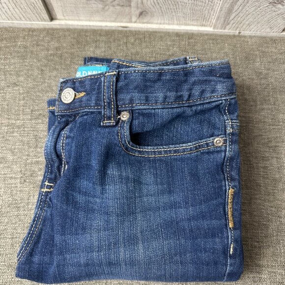 Old Navy Girls Skinny Denim Blue Jeans Size 14 Regular Dark Wash Adj Waist - Picture 3 of 7